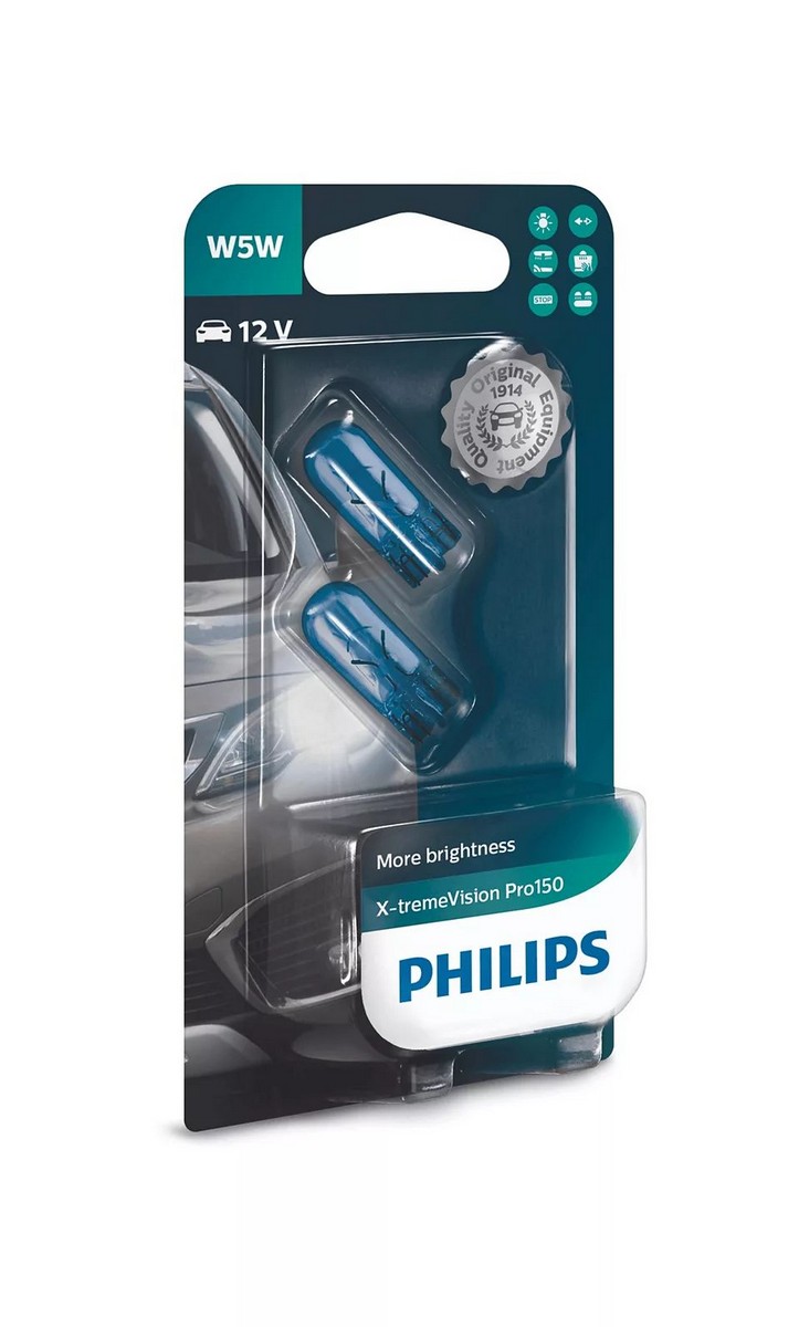 Philips - Philips W5W 12961 XVP 12V B2 5 Watt 12 Volt W2,1x9,5d 12961XVPB2 (2 Stück) 5 Watt W2,1x9,5d 3300 Kelvin