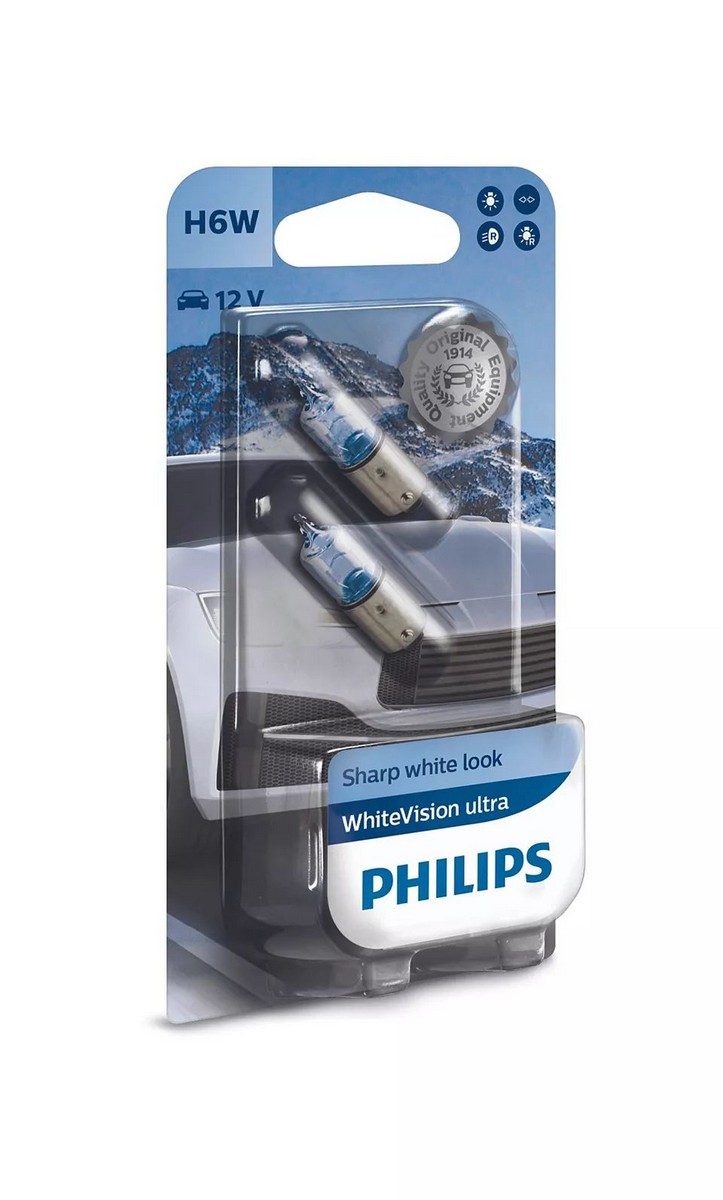 Philips - Philips H6W White Vision ultra 12036 WVU 12V B2 6 Watt 12 Volt BAX9s 12036WVUB2 (2 Stück) 6 Watt BAX9s