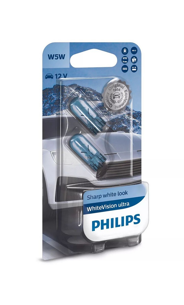 Philips - Philips W5W WVU 12VB2 5 Watt 12 Volt W2,1x9,5d 12961WVUB2 (2 Stück) 5 Watt W2.1x9.5d
